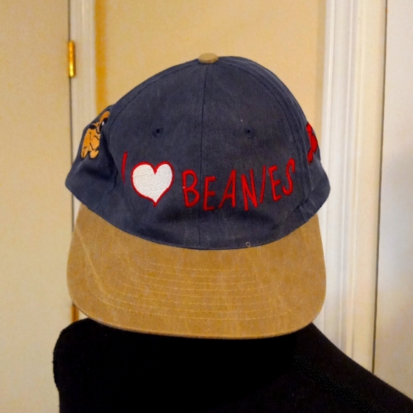 💯🧢Vintage Blue & Tan Denim "I ❤ Beanie Babies" Baseball Cap Adjustable Size - Picture 1 of 6
